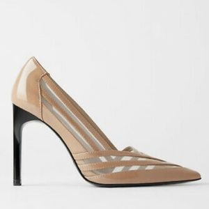 Zara | Nude Mesh Pointed Toe Stiletto Heel
